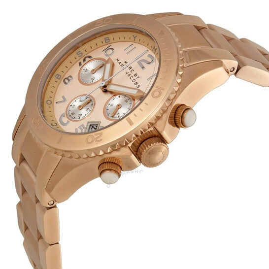 Marc Jacobs Rock Chronograph Rose Gold Dial Stainless Steel Strap Watch for Women - MBM3156