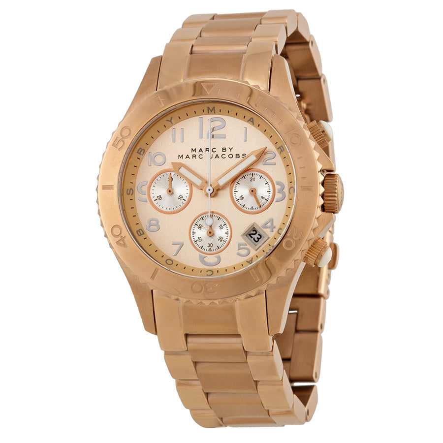 Marc Jacobs Rock Chronograph Rose Gold Dial Stainless Steel Strap Watch for Women - MBM3156