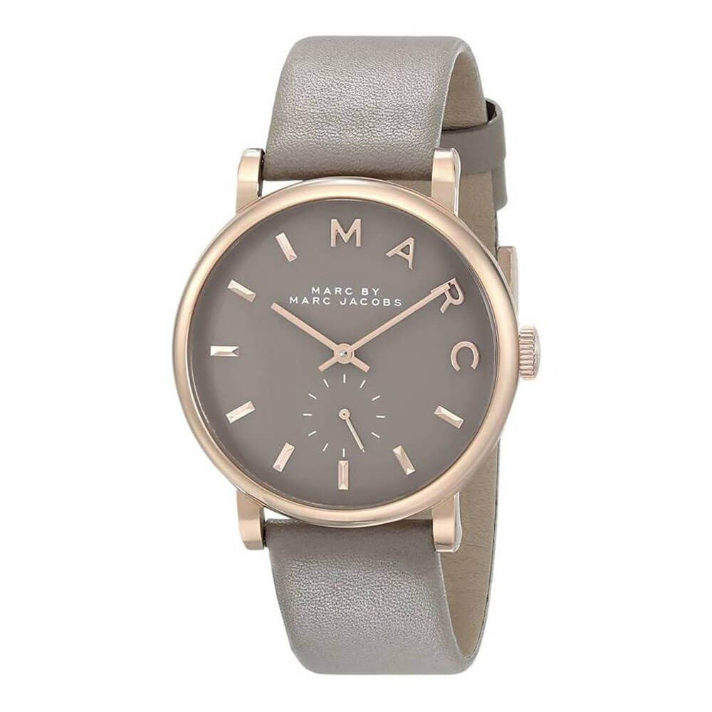 Marc Jacobs Baker Grey Dial Grey Leather Strap Watch for Women - MBM1266