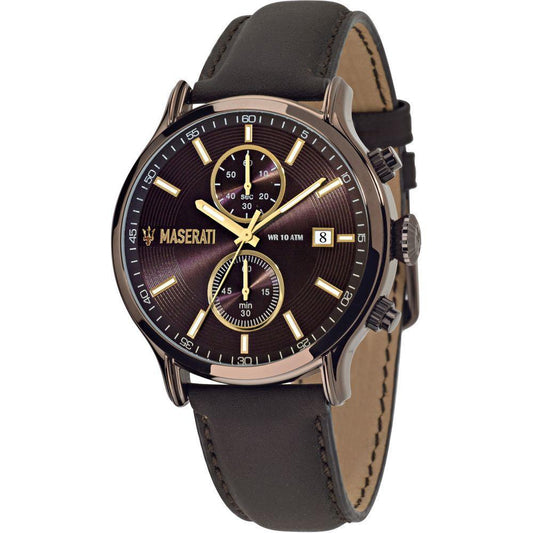 Maserati Epoca Chronograph Brown Dial Brown Leather Watch For Men - R8871618006