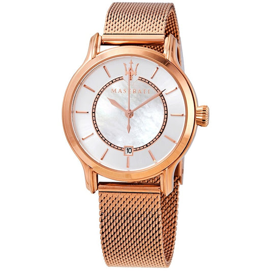 Maserati Epoca Mother of Pearl Dial Rose Gold Mesh Strap Watch For Women - R8853118506