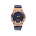 Maserati Potenza 42mm Rose Gold & Blue Dial Blue Leather Strap Watch For Men - R8851108027