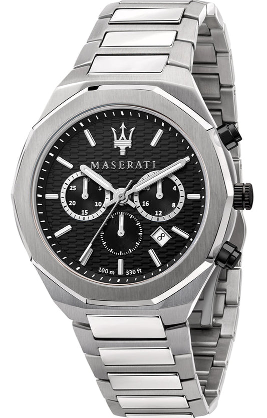 Maserati Stile Chronograph Black Dial Stainless Steel Watch For Men - R8873642004