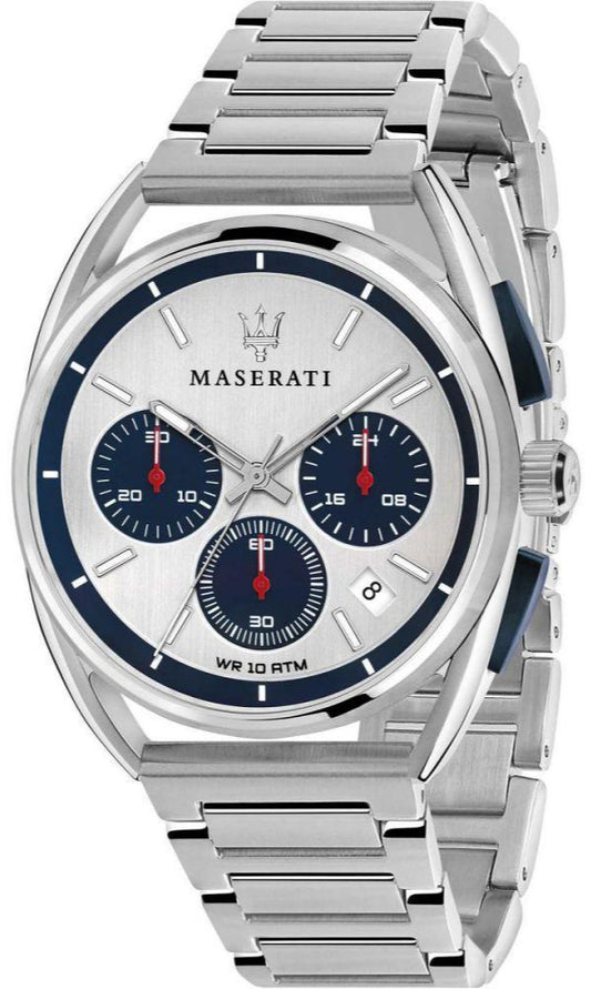 Maserati Trimarano Chronograph Silver Dial Silver Stainless Steel Strap Watch For Men - R8873632001