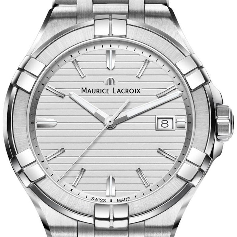 Maurice Lacroix Aikon Date White Dial Silver Steel Strap Watch for Men - AI1008-SS002-131-1