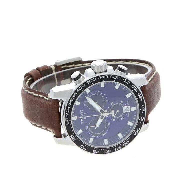 Tissot Supersport Chrono Blue Dial Brown Leather Strap Watch For Men - T125.617.16.041.00