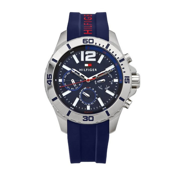 Tommy Hilfiger Nolan Chronograph Blue Dial Blue Rubber Strap Watch for Men - 1791142