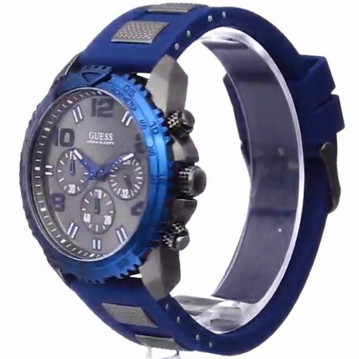 Guess Velocity Blue Dial Blue Rubber Strap Watch for Men - W0599G2