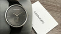 Calvin Klein Accent Black Dial Black Leather Strap Watch for Men - K2Y211C3