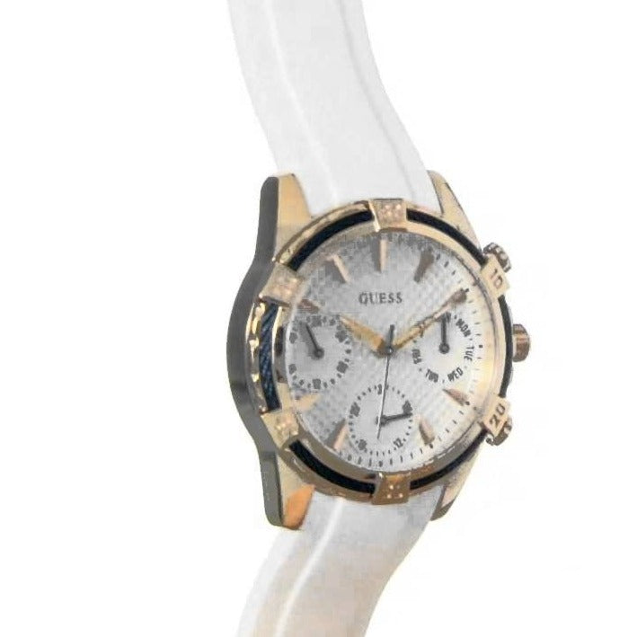 Guess Catalina White & Rose Gold Dial White Silicon Strap Watch For Women - W0562L1