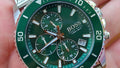 Hugo Boss Admiral Chronograph Green Dial Silver Mesh Bracelet Watch for Men - 1513905