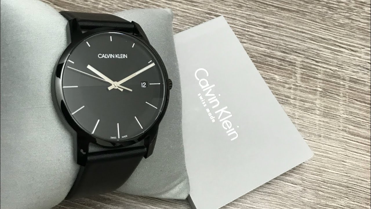 Calvin Klein City Quartz Black Dial Black Leather Strap Watch for Men - K2G2G4C1