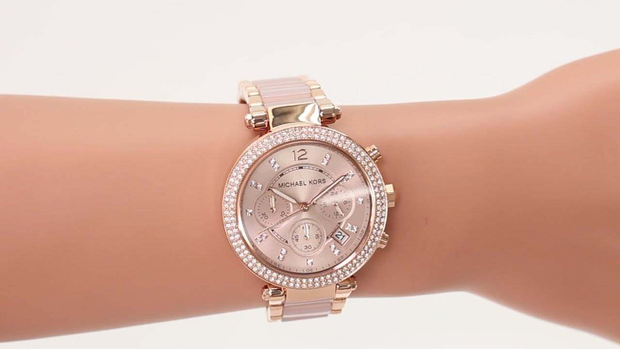 Michael Kors Parker Pink Dial Two Tone Steel Strap Watch for Women - MK5896