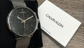 Calvin Klein High Noon Chronograph Black Dial Silver Mesh Bracelet Watch for Men - K8M27121