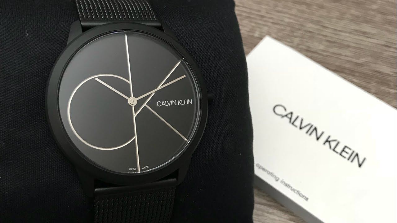 Calvin Klein Minimal Black Dial Black Mesh Bracelet Watch for Men - K3M514B1