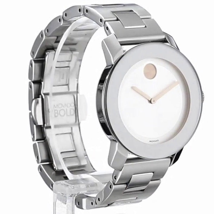 Movado Bold Silver Dial Silver Steel Strap Watch For Women - 3600084