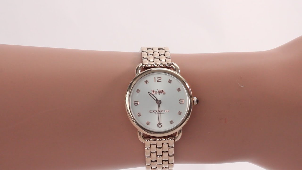 Coach Delancey White Dial Rose Gold Steel Strap Watch for Women - 14502783