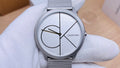 Calvin Klein Minimal White Dial Silver Mesh Bracelet Watch for Men - K3M5115X