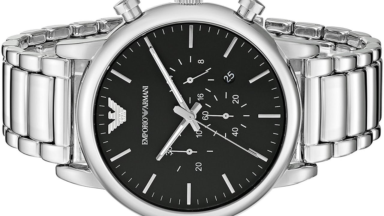 Emporio Armani Luigi Chronograph Black Dial Silver Steel Strap Watch For Men - AR1894