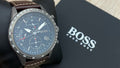 Hugo Boss Pilot Edition Blue Dial Brown Leather Strap Watch for Men - 1513852