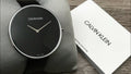 Calvin Klein Full Moon Black Dial Black Leather Strap Watch for Women - K8Y231C1