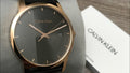 Calvin Klein City Quartz Grey Dial Black Leather Strap Watch for Men - K2G2G6C3