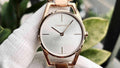 Calvin Klein Dainty White Dial Rose Gold Steel Strap Watch for Women - K7L23646