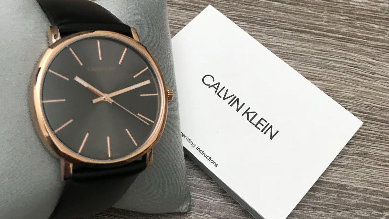 Calvin Klein Posh Black Dial Black Leather Strap Watch for Men - K8Q316C3