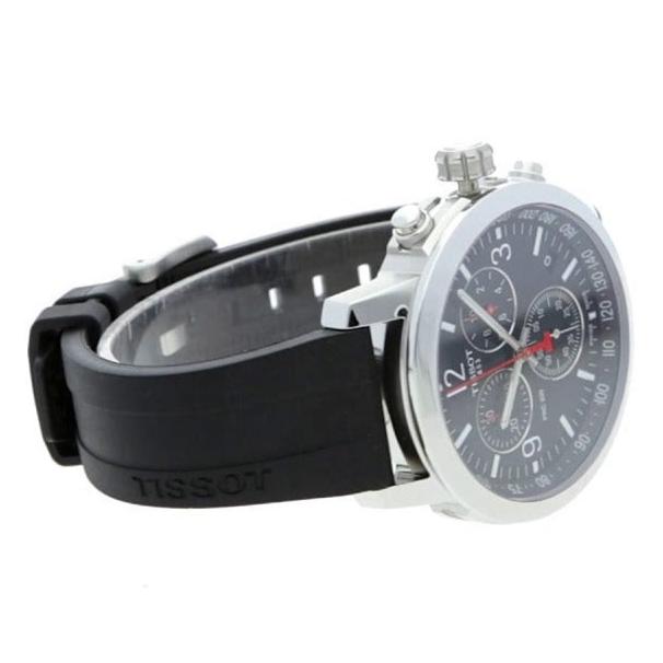 Tissot PRC 200 Chronograph Black Dial Black Rubber Strap Watch for Men - T114.417.17.057.00