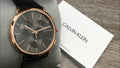 Calvin Klein Posh Grey Dial Black Leather Strap Watch for Men - K8Q376C3