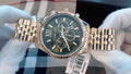 Michael Kors Lexington Chronograph Green Dial Gold Steel Strap Watch for Men - MK8446