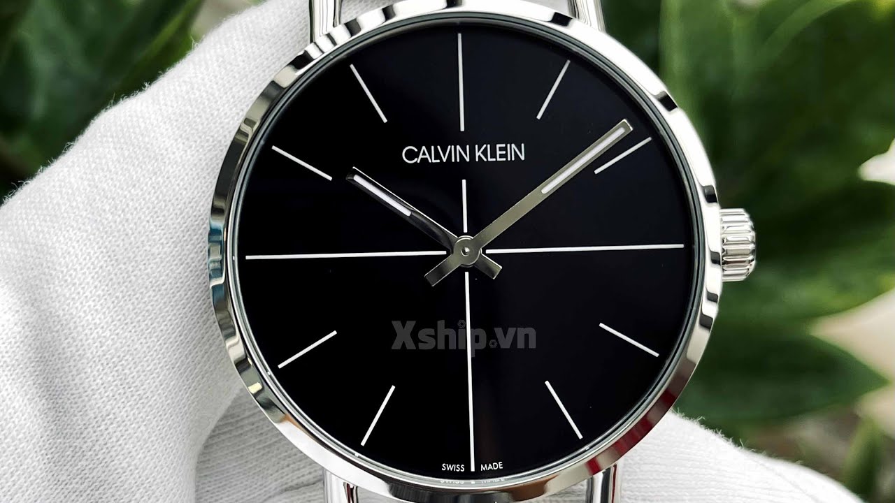 Calvin Klein Even Black Dial Silver Mesh Bracelet Watch for Women - K7B21121