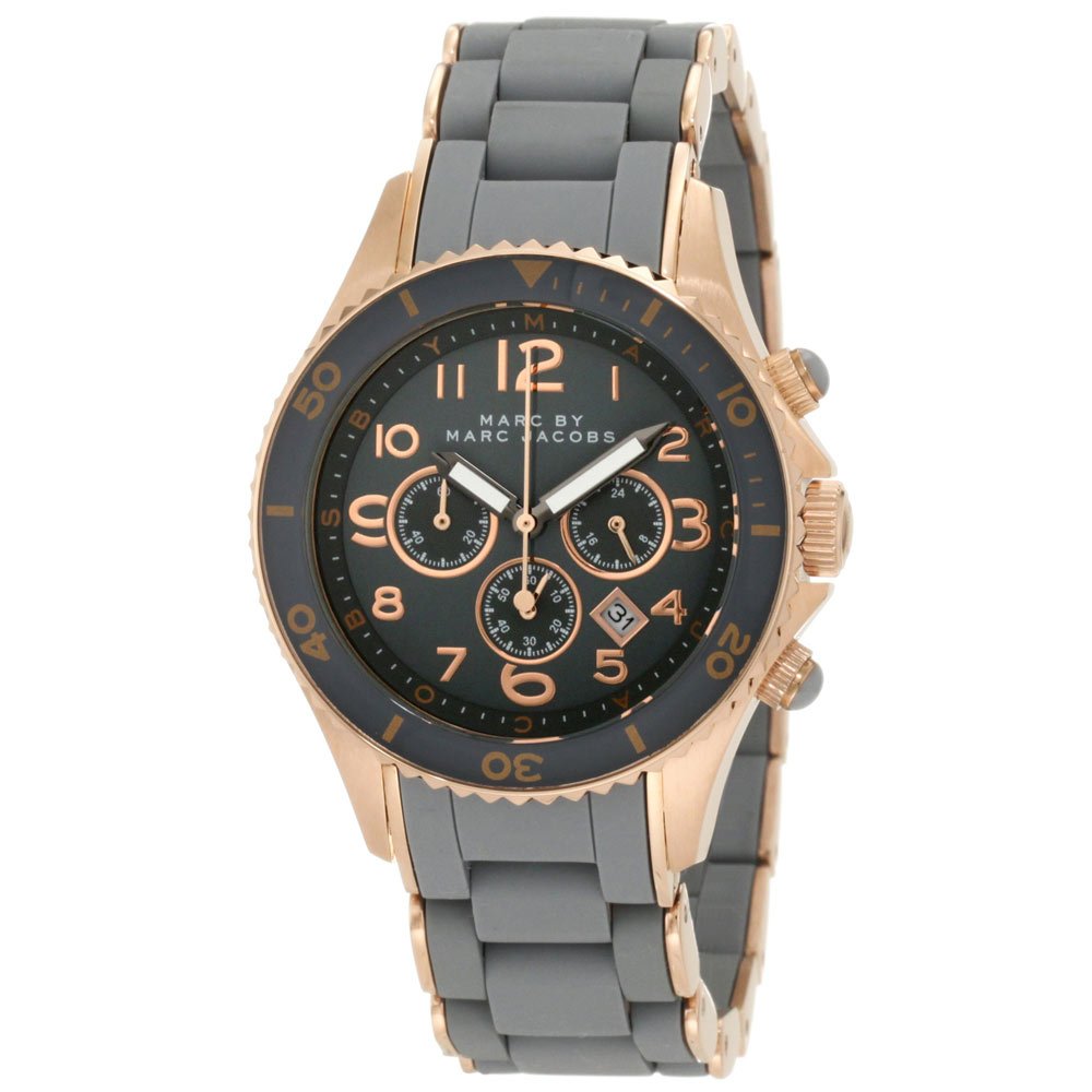 Marc Jacobs Rock Chronograph Grey Dial Grey Stainless Steel Strap Watch for Women - MBM2550