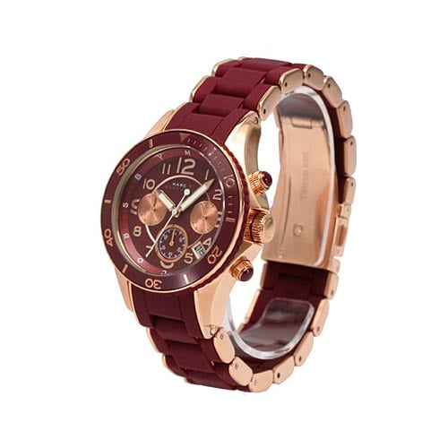 Marc Jacobs Rock Chrono Red Dial Red Rubber Strap Watch for Women - MBM2596