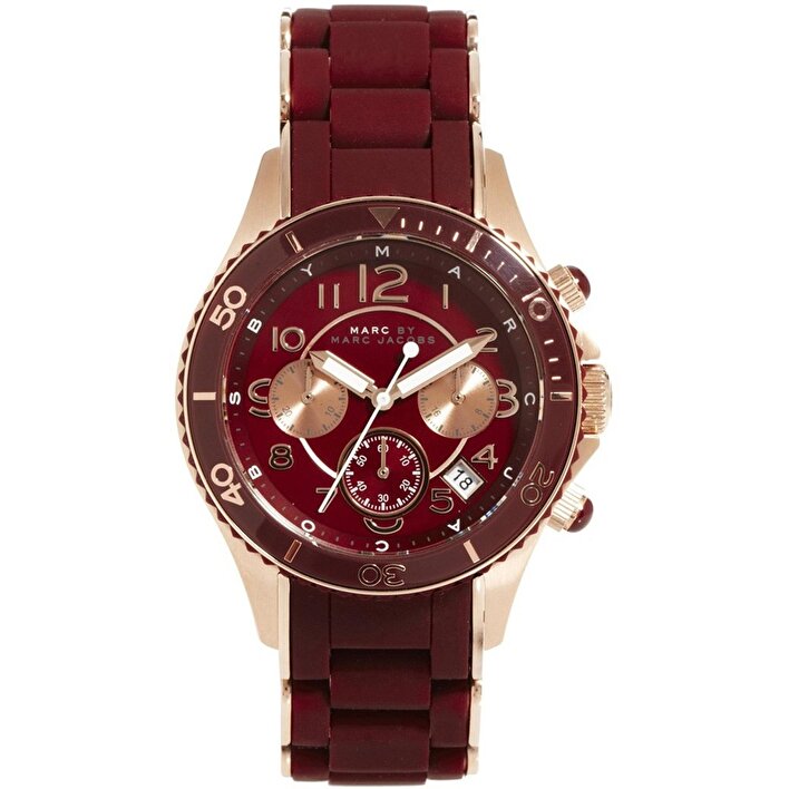 Marc Jacobs Rock Chrono Red Dial Red Rubber Strap Watch for Women - MBM2596