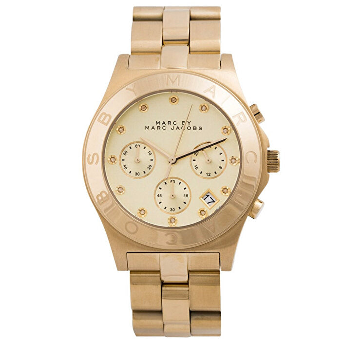 Marc Jacobs Blade Gold Dial Gold Stainless Steel Strap Watch for Women - MBM3101