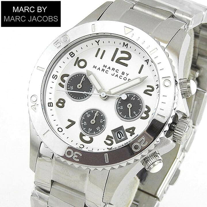 Marc Jacobs Marc Chronograph White Dial Silver Steel Strap Watch for Men - MBM3155