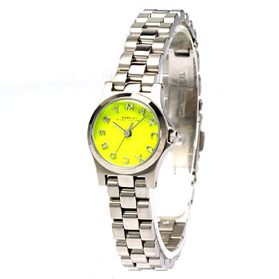 Marc Jacobs Henry Neon Yellow Dial Silver Stainless Steel Strap Watch for Women - MBM3201