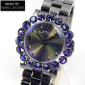 Marc Jacobs Amy Purple Dial Black Stainless Steel Strap Watch for Women - MBM3224