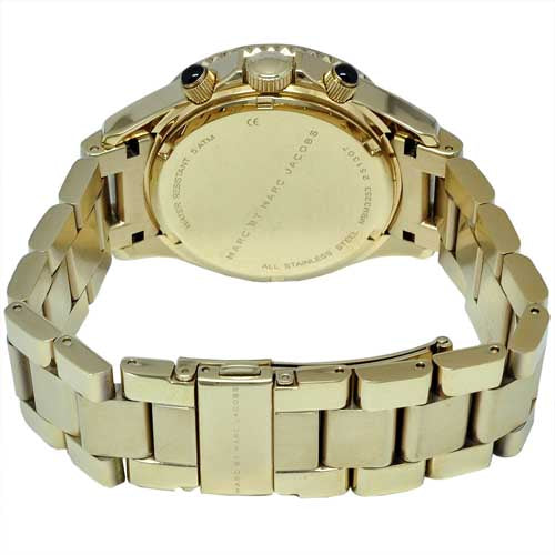 Marc Jacobs Rock Black Dial Gold Stainless Steel Strap Watch for Women - MBM3253