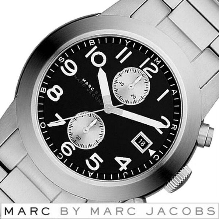 Marc Jacobs Larry Black Dial Silver Stainless Steel Strap Watch for Men - MBM5050