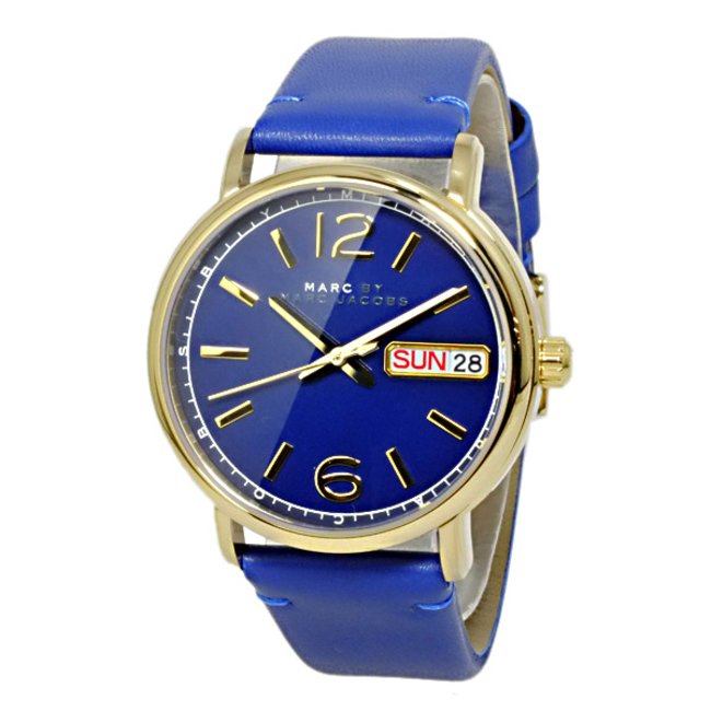 Marc Jacobs Marc Fergus Blue Dial Blue Leather Strap Watch for Women - MBM8650