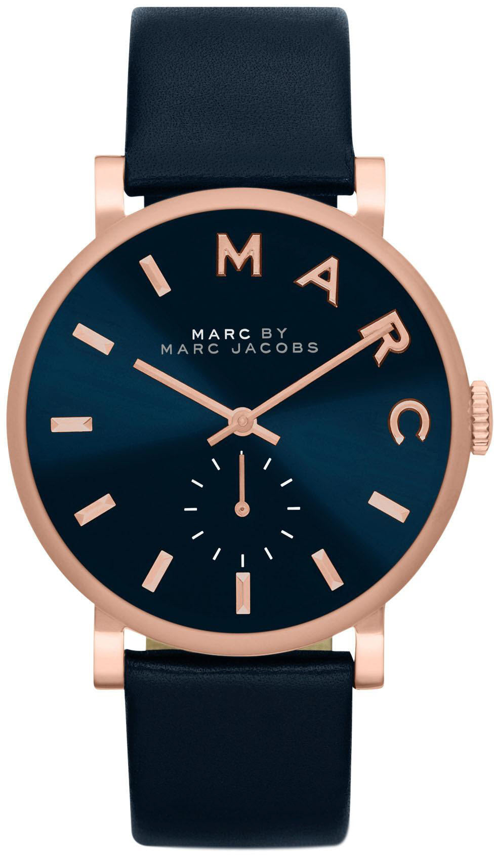 Marc Jacobs Baker Navy Blue Dial Navy Blue Leather Strap Watch for Women - MBM1329