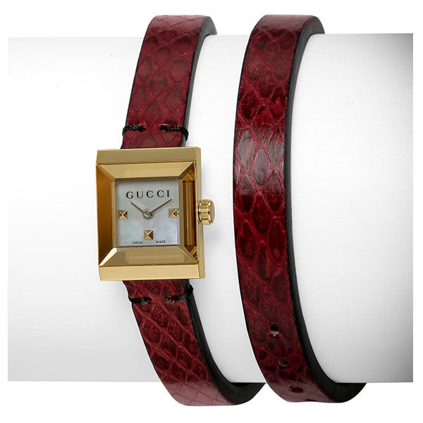 Gucci G Frame Red Leather Strap Watch For Women - YA128524