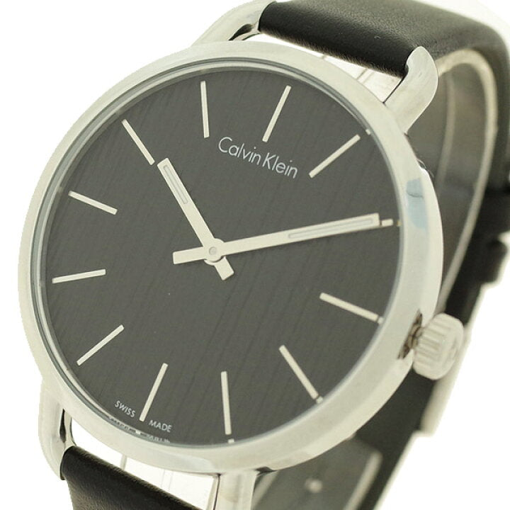 Calvin Klein Even Black Dial Black Leather Strap Watch for Women - K7B231C1