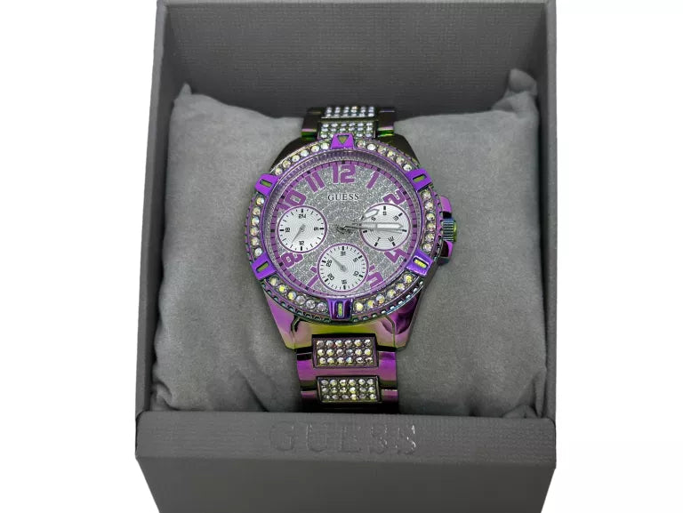 Guess Lady Frontier Diamonds Silver Dial Multicolor Steel Strap Watch for Women - GW0044L1