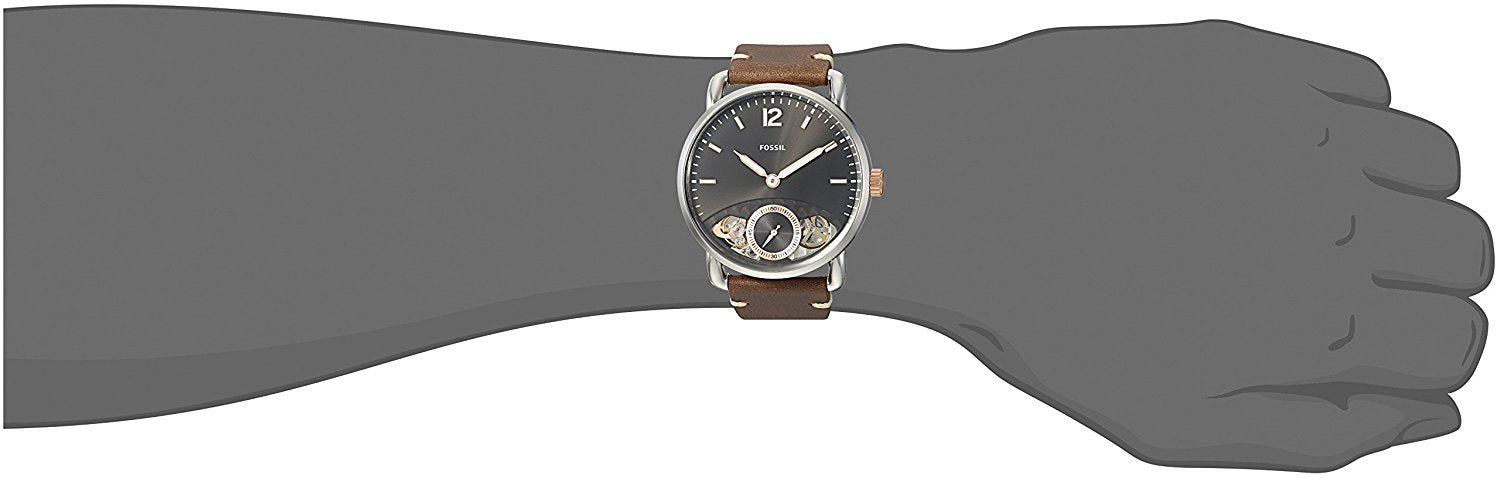 Fossil The Commuter Twist Black Dial Brown Leather Strap Watch for Men -  ME1166