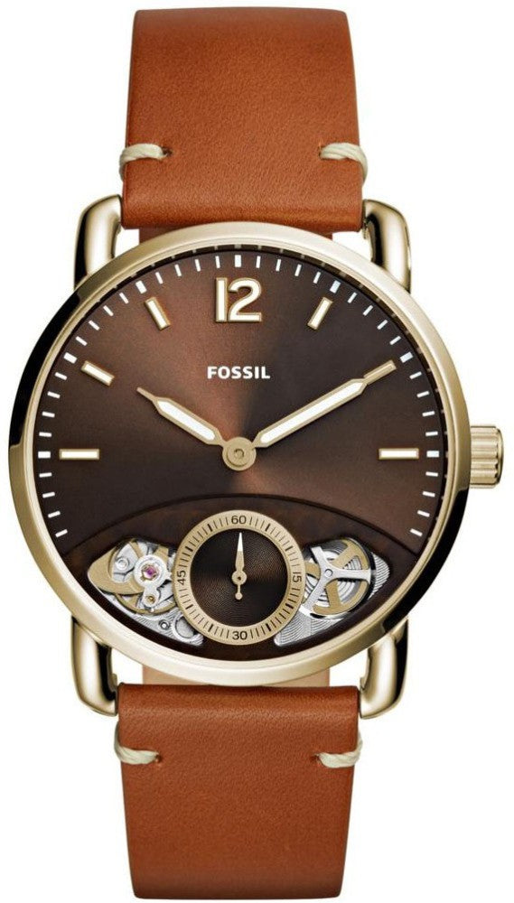 Fossil The Commuter Twist Black Dial Brown Leather Strap Watch for Men -  ME1166