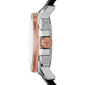 Fossil Modern Machine Automatic Skeleton Silver Dial Black Leather Strap Watch for Men - ME3082