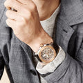 Fossil Modern Machine Automatic Skeleton Silver Dial Black Leather Strap Watch for Men - ME3082